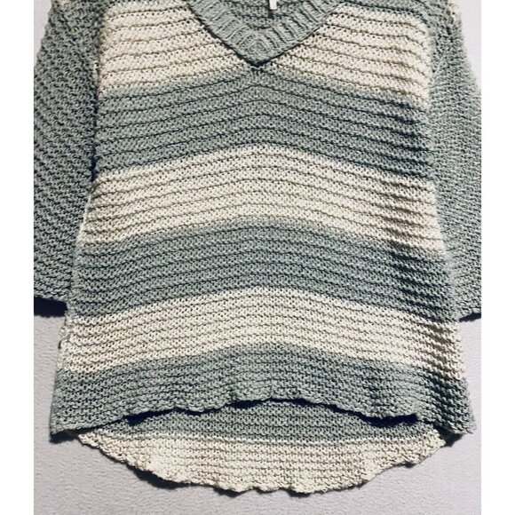 Free People Sweater Womens Large Park Slope Mint Green Ivory Slouchy Beachy - Picture 3 of 9